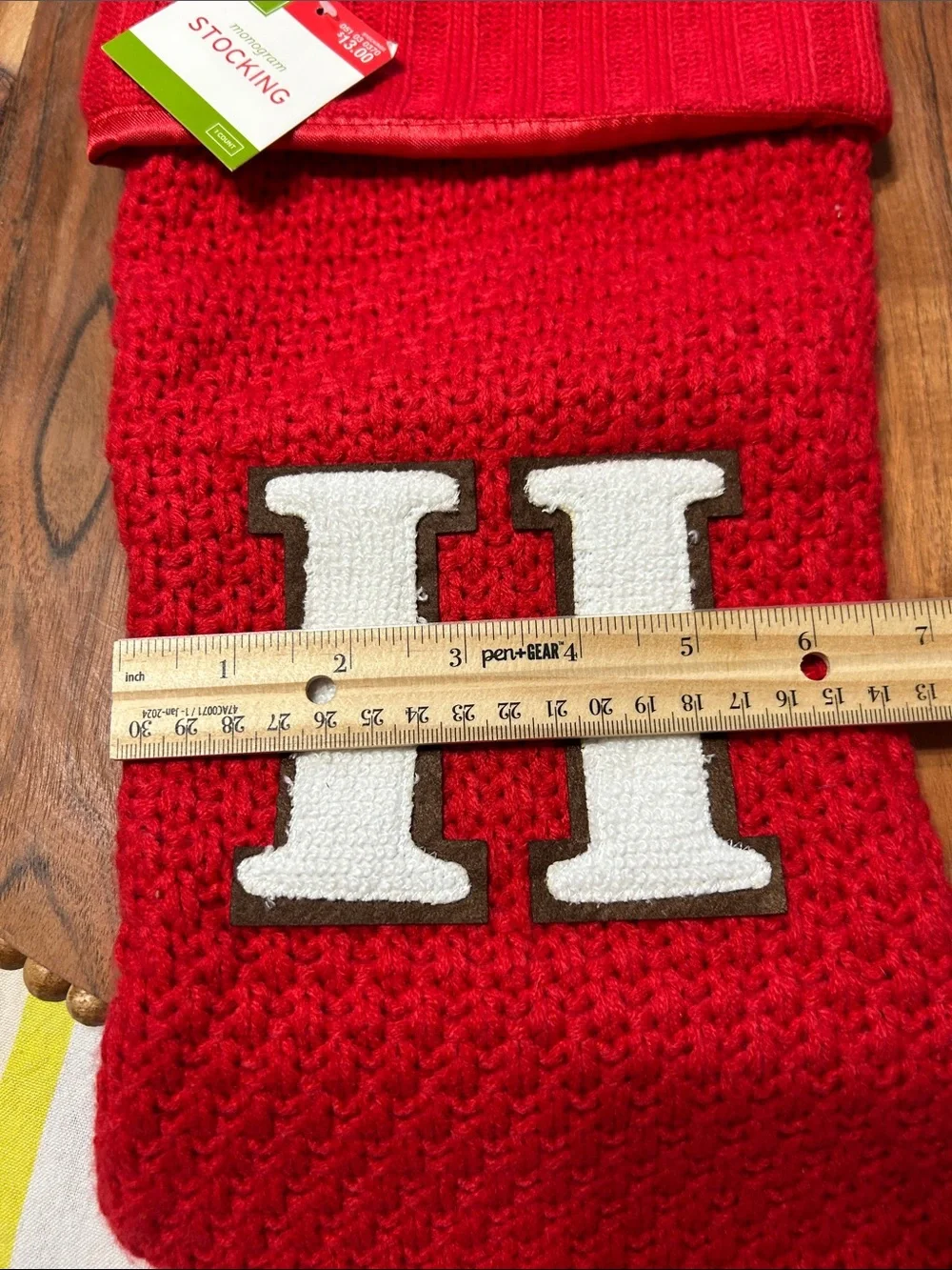 Red Thick Knitted Lined Holiday Christmas Stocking with Monogrammed Letter H NWT